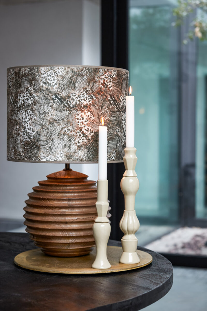 Base de lámpara de madera con patrón de estrías Light & Living Renzo - H. 38 cm - Imagen 5