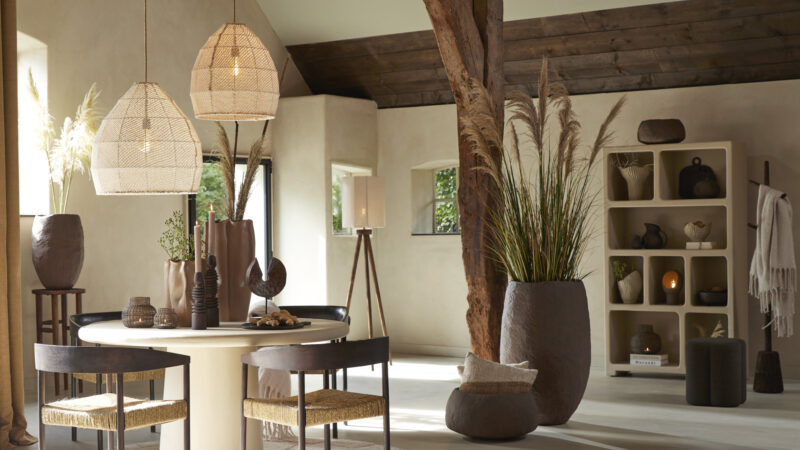 Lámpara tejida beige con aspecto de ratán Light & Living Makassar - Ø 50 cm - Imagen 4