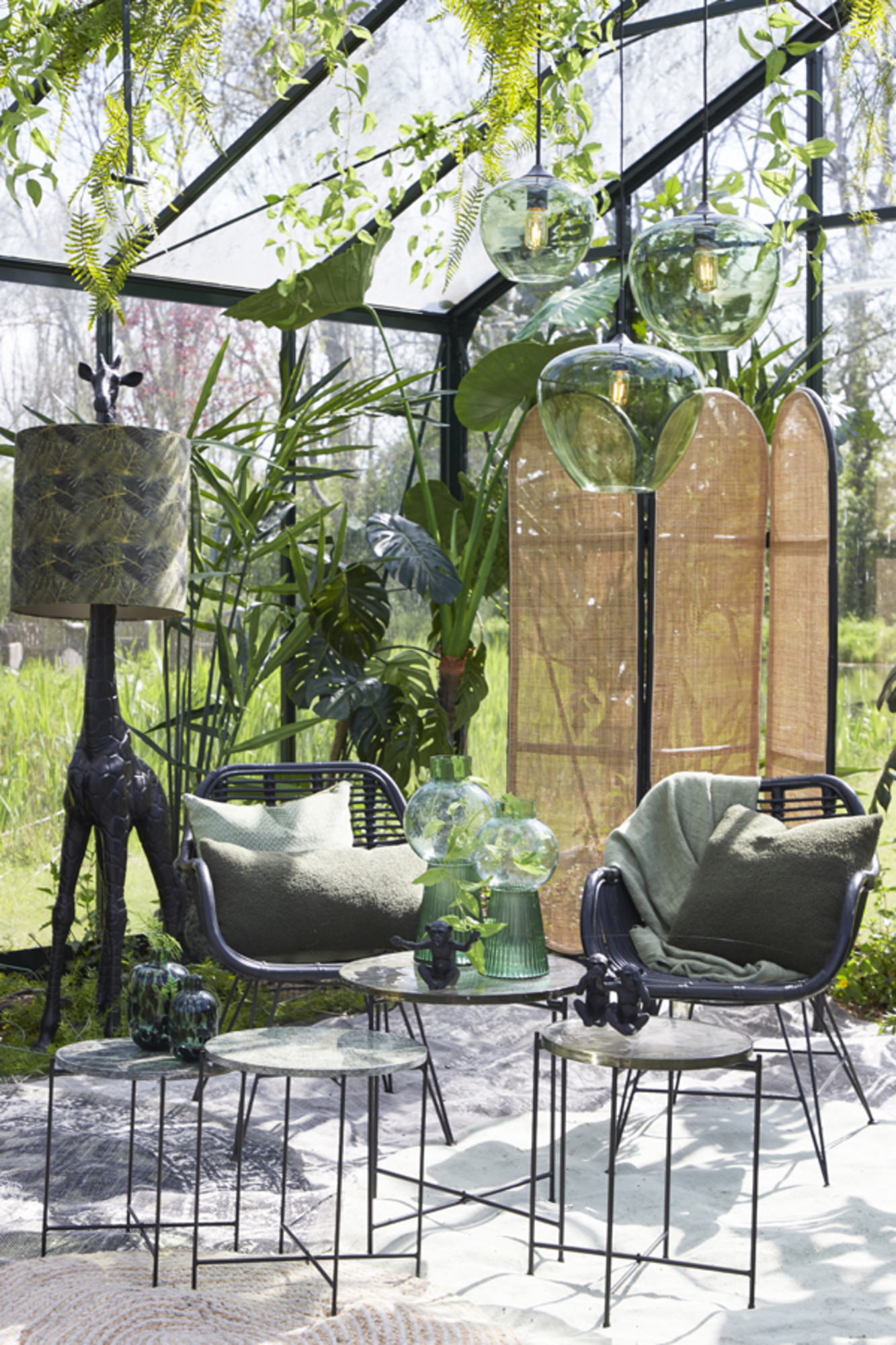 Pantalla verde con motivo de hojas Light & Living Amazone - Imagen 5