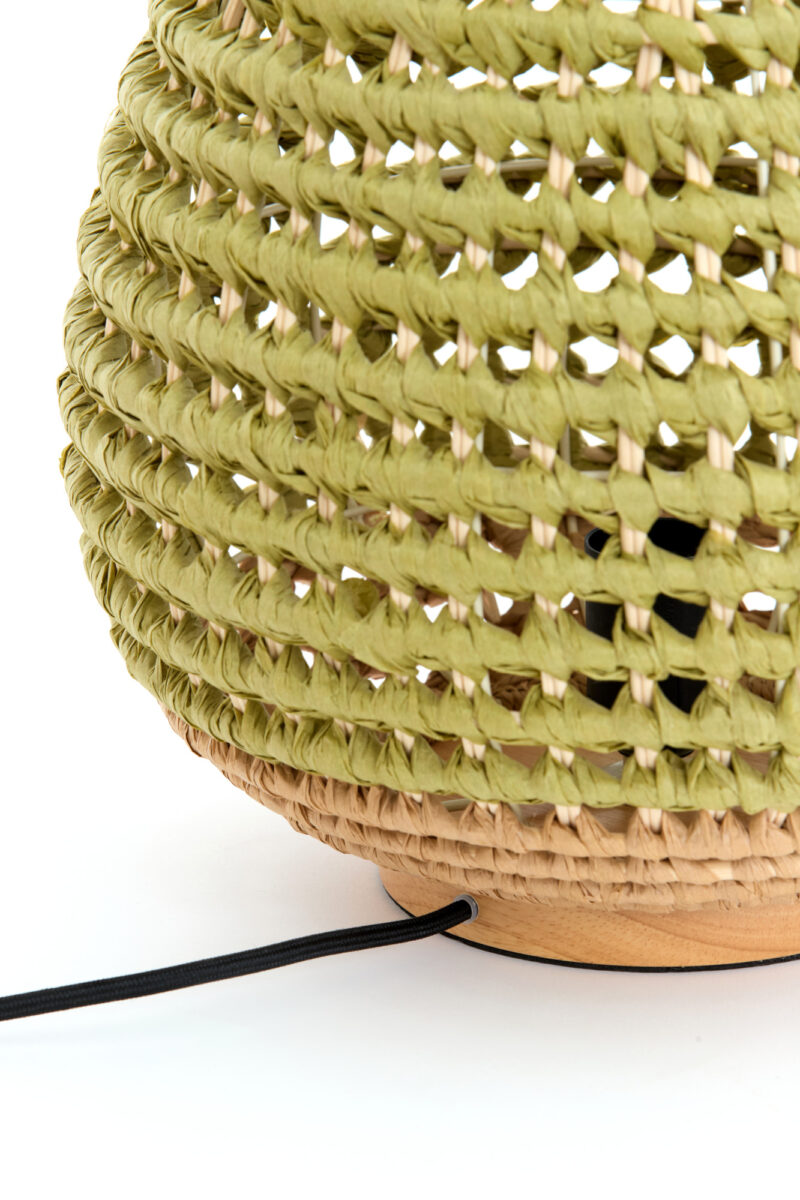 Lámpara trenzada verde-beige Light & Living Kalipa - H. 34,5 cm - Imagen 5