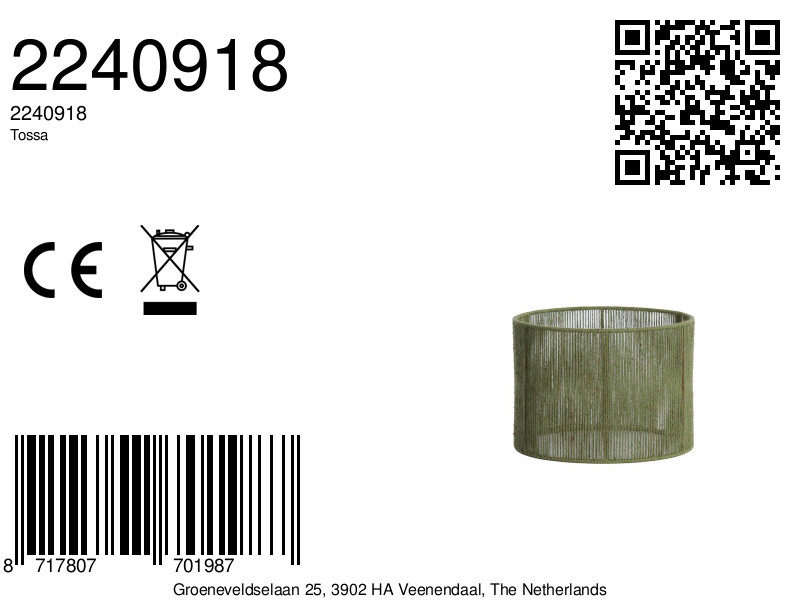 Pantalla de lámpara cilíndrica verde Light & Living Tossa - Imagen 2