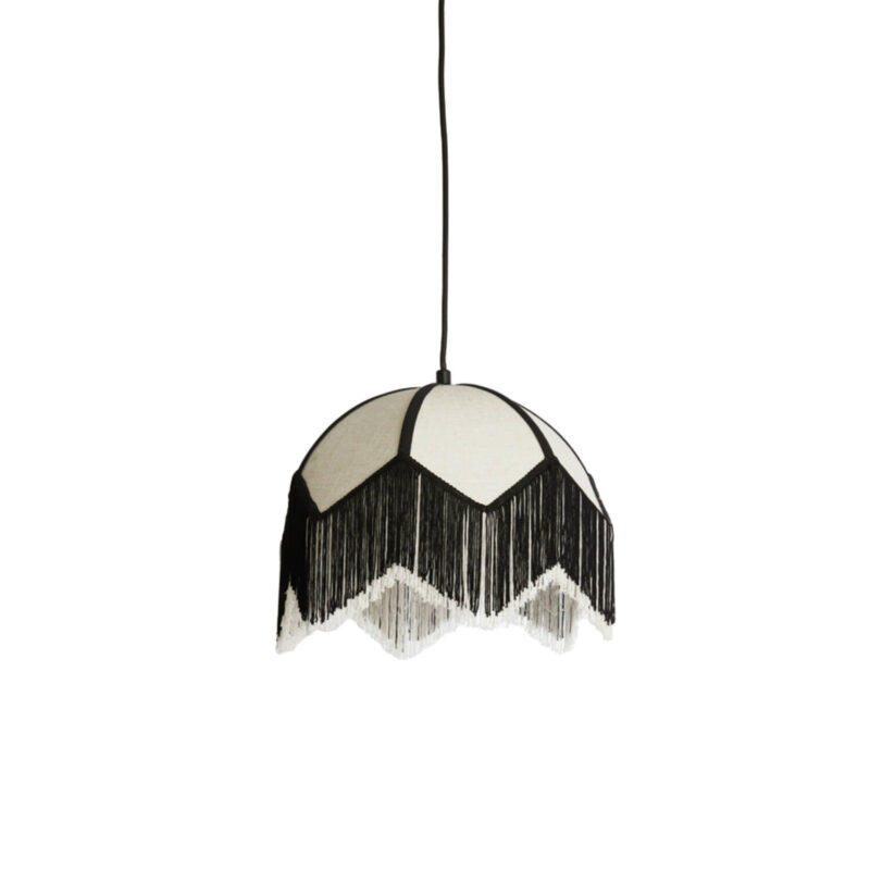 Suspensión decorativa blanca y negra con acabado en flecos Light & Living Sulina - Ø 35 cm