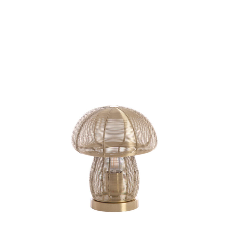 Lámpara dorada de mesa con estructura metálica Light & Living Mushroom - H. 24 cm