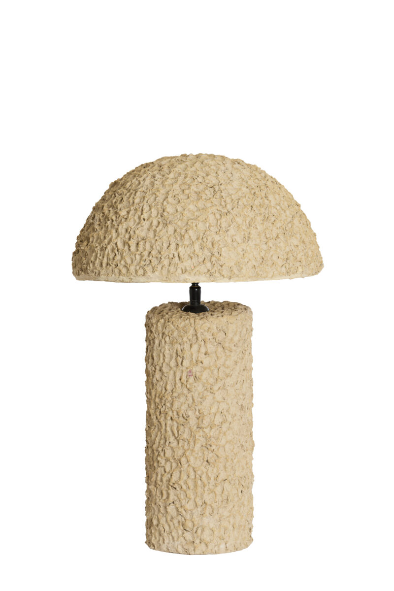 Lámpara de mesa tipo seta con textura beige Light & Living Qazu - H. 48 cm - Imagen 2