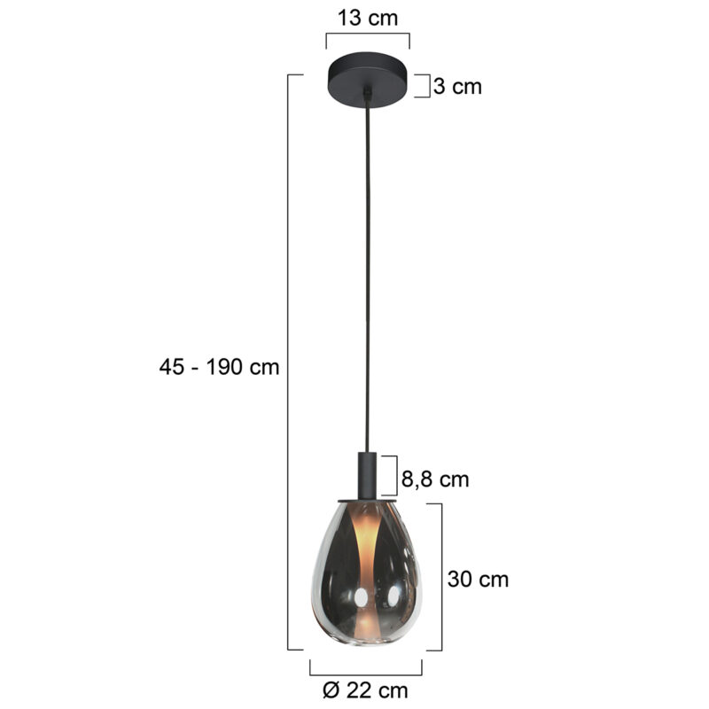Lámpara colgante compacta negra con vidrio ahumado Steinhauer Glimsy - Ø 22 cm - Imagen 6