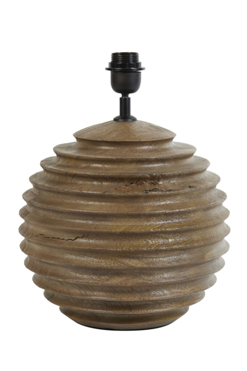Base de lámpara de madera con patrón de estrías Light & Living Renzo - H. 38 cm - Imagen 2