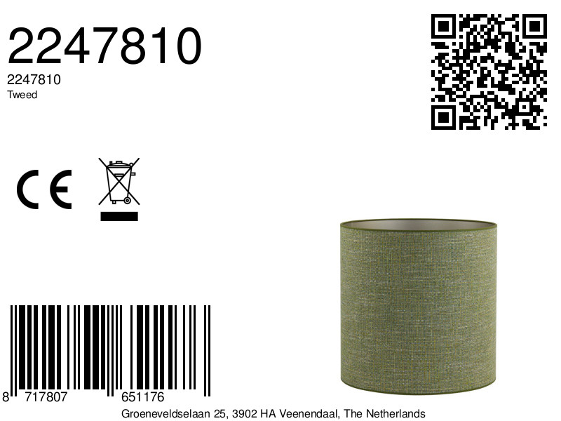 pantalla de lámpara de tejido verde cilíndrica Light & Living Tweed - Imagen 10