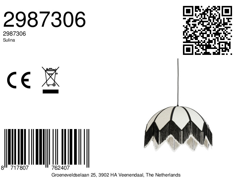 Suspensión con flecos negros y diseño elegante Light & Living Sulina - Imagen 7