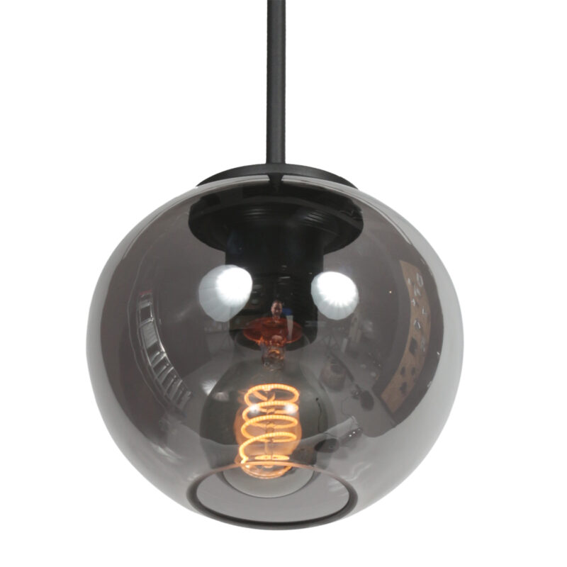 Lámpara colgante moderna negra de vidrio ahumado Mexlite HaloSwap - Ø 15 cm - Imagen 3