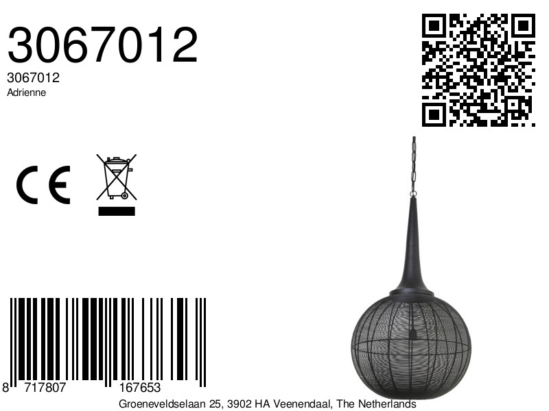 Lámpara colgante negra de metal con estructura elegante Light & Living Adrienne - Imagen 3