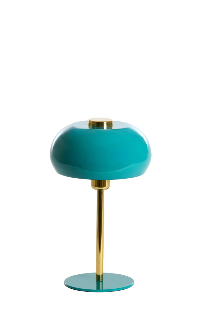 Lámpara turquesa de metal con detalles dorados Light & Living Surin - H. 34 cm - Imagen 2