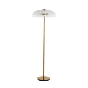 Lámpara de pie clásica dorada con pantalla de vidrio tipo paraguas Light & Living Fungo - H. 155 cm