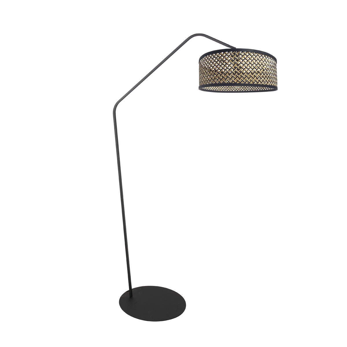 Lámpara de pie negra con pantalla de bambú Anne Lighting ZigZag