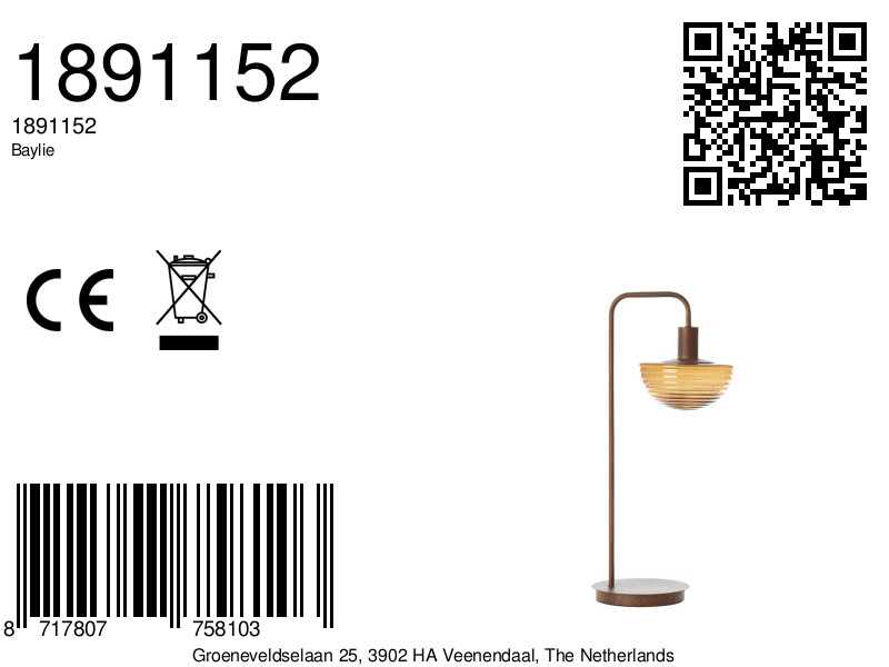 Lámpara vintage con tulipa de vidrio ámbar Light & Living Baylie - Imagen 7