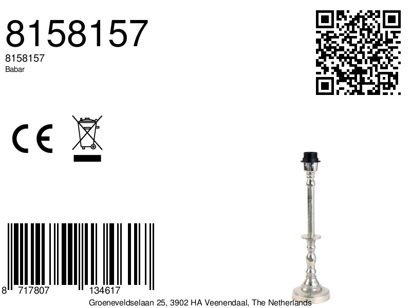 Base de lámpara antigua plateada Light & Living Babar - Imagen 2