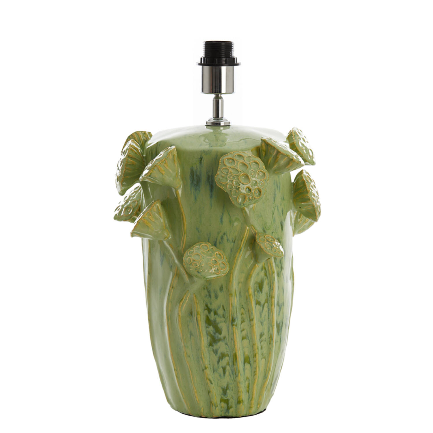 Base de lámpara de cerámica verde flores Light & Living Lavci - H. 36,5 cm