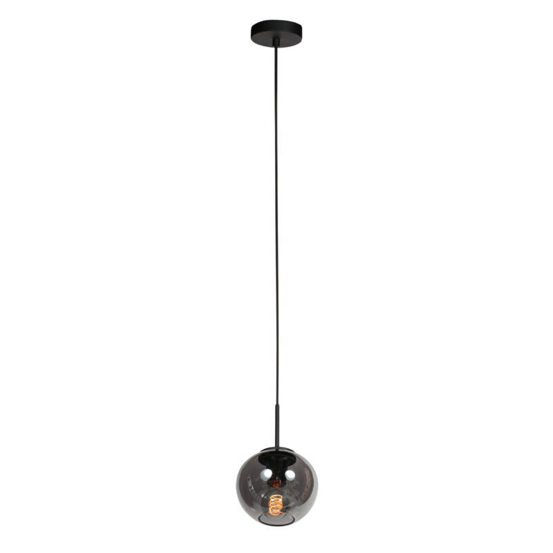 Lámpara colgante moderna negra de vidrio ahumado Mexlite HaloSwap - Ø 15 cm - Imagen 6