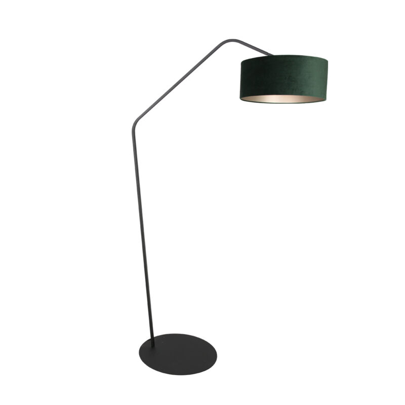 Lámpara negra con pantalla de terciopelo verde Anne Lighting ZigZag