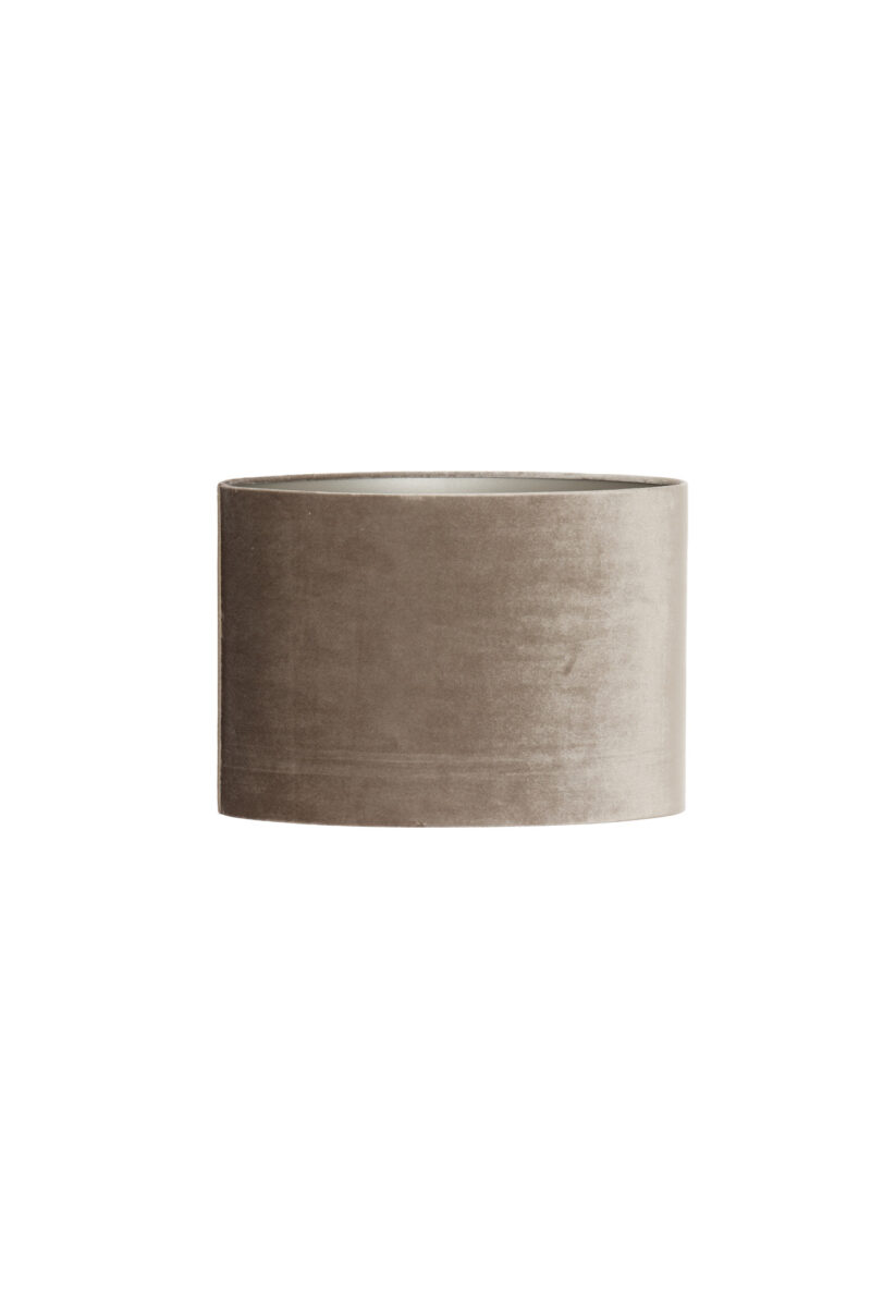 Pantalla de lámpara de terciopelo en forma cilíndrica en color topo Light & Living Palata - H. 32 cm - Imagen 2