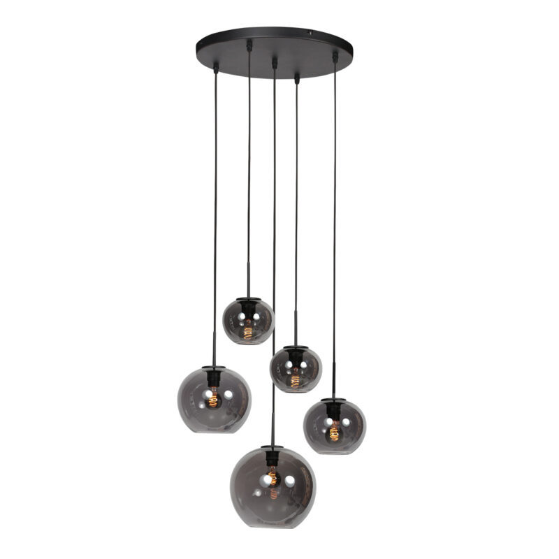 Lámpara colgante negra con esferas de vidrio ahumado Mexlite HaloSwap - Imagen 6