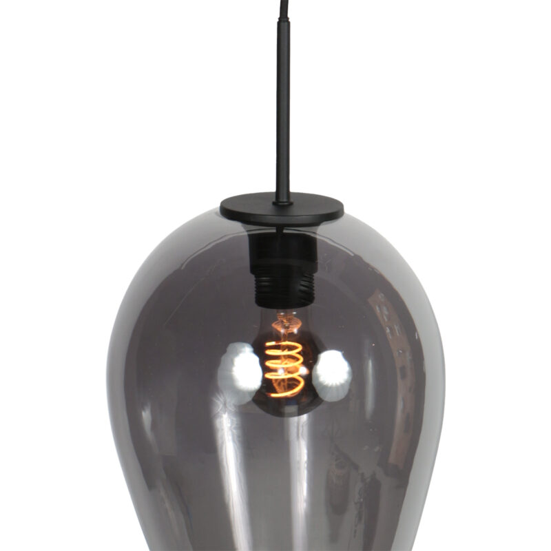 Lámpara colgante con pantalla en forma de gota de vidrio ahumado Mexlite HaloSwap - Ø 22,50 cm - Imagen 4