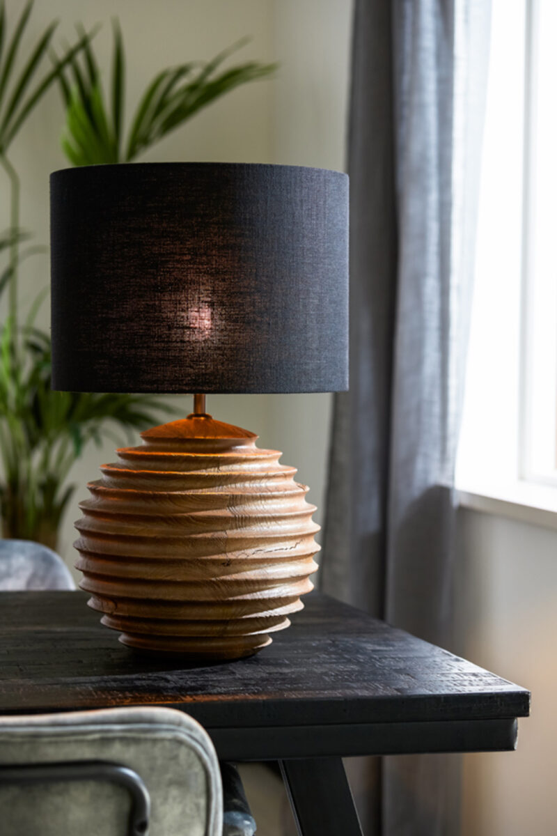 Base de lámpara de madera con patrón de estrías Light & Living Renzo - H. 38 cm - Imagen 4