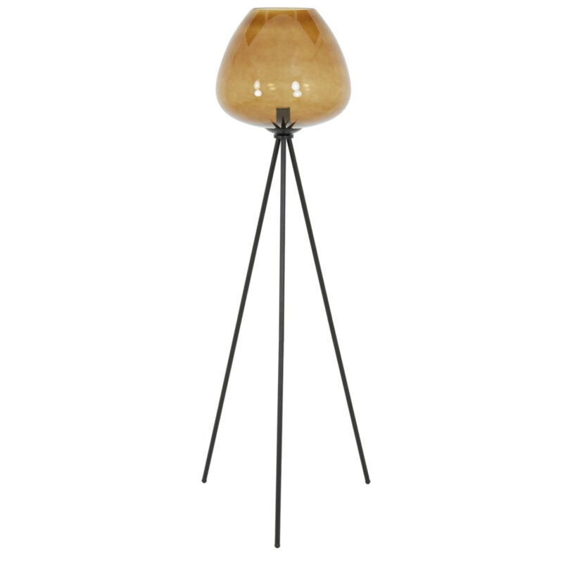 Lámpara de pie trípode negra con vidrio marrón Light & Living Mayson – H. 146 cm