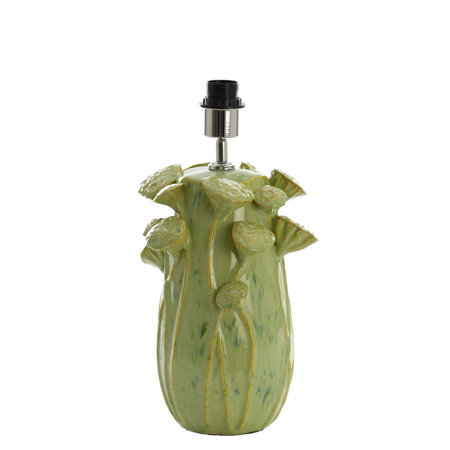 Base de lámpara cerámica verde con motivo de flores Light & Living Lavci - H. 32 cm