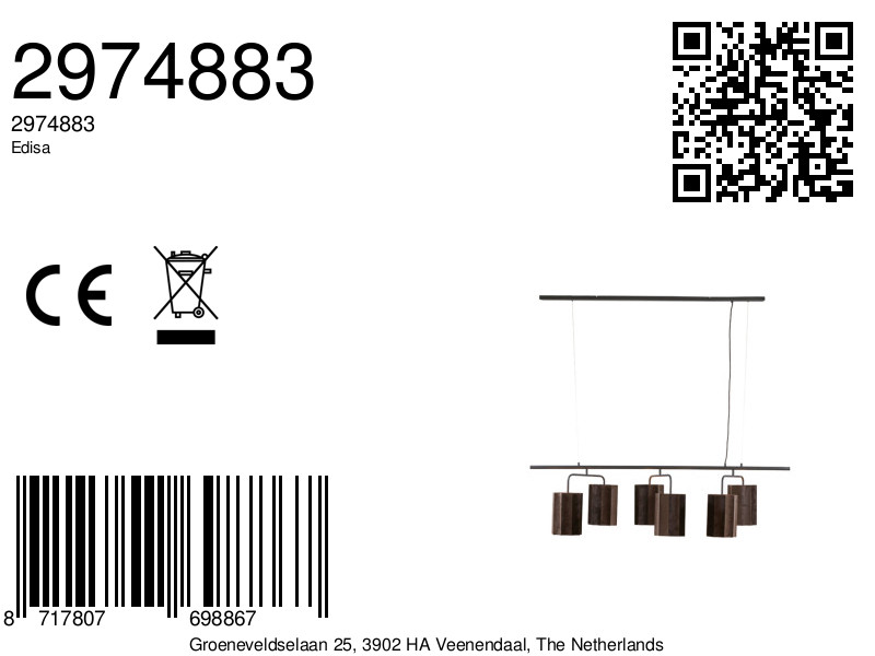 Lámpara colgante industrial marrón de metal Light & Living Edisa - Imagen 8