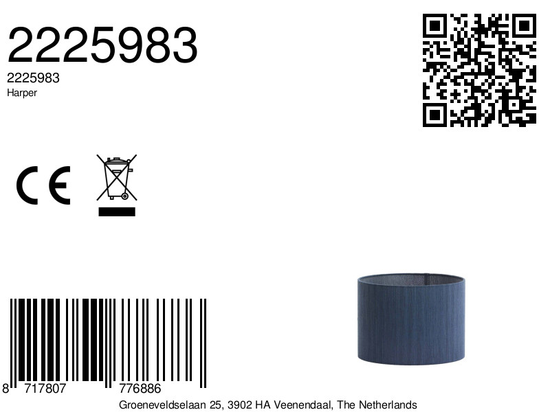 Pantalla de lámpara en forma cilíndrica de tela azul Light & Living Harper - Imagen 8