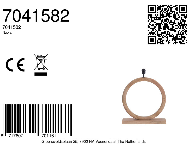 Base de lámpara de madera redonda en diseño Light & Living Nubia - Imagen 8