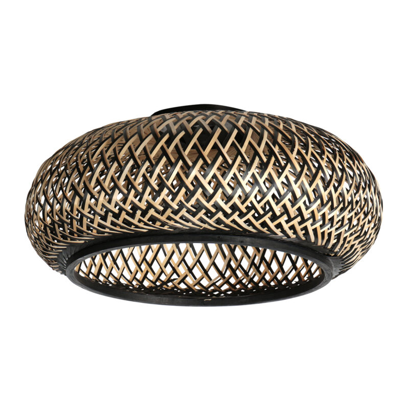 Lámpara colgante de bambú trenzado en negro y natural Mexlite HaloSwap - Ø 50 cm - Imagen 5