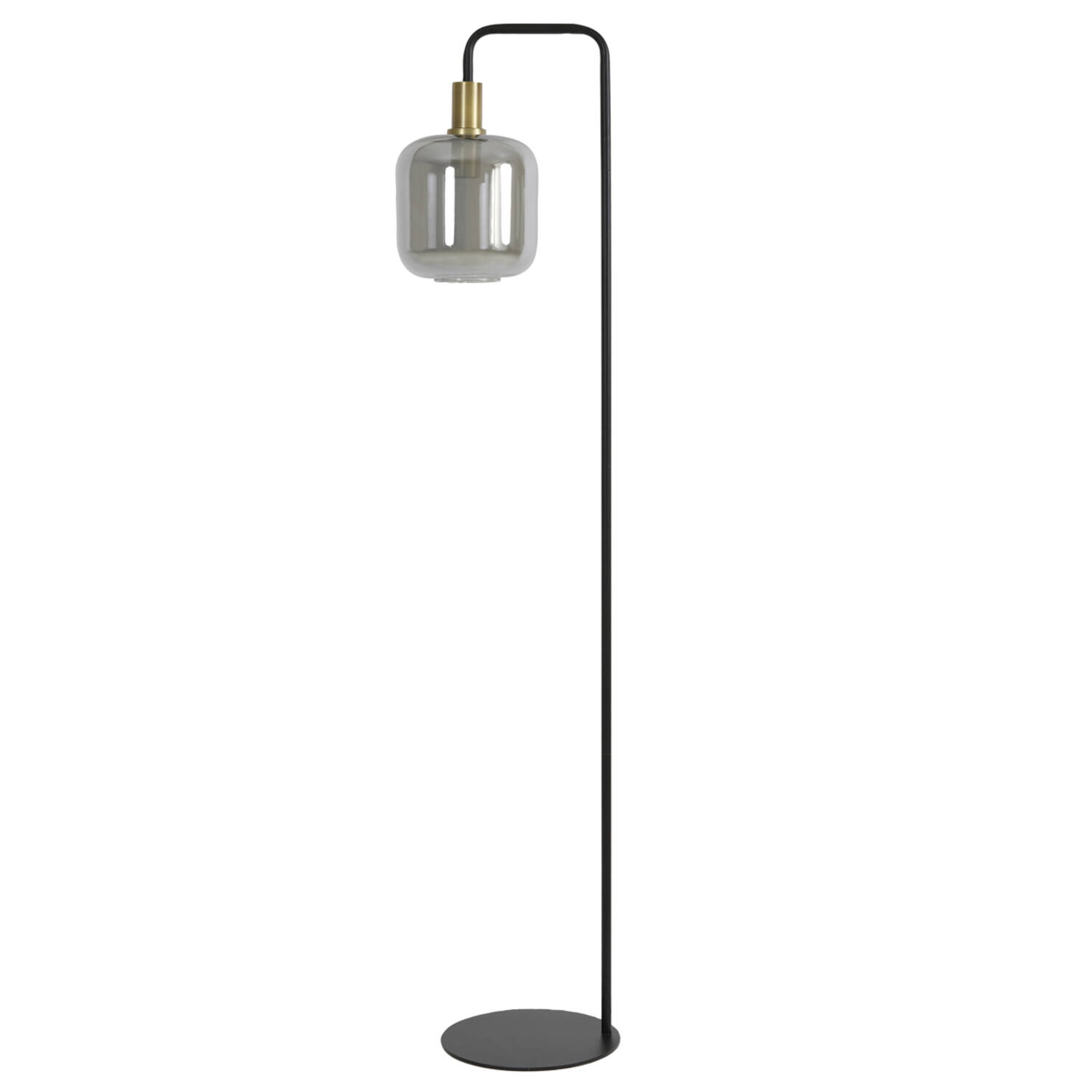 Lámpara de pie de vidrio con metal negro Light & Living Lekar – H. 155 cm