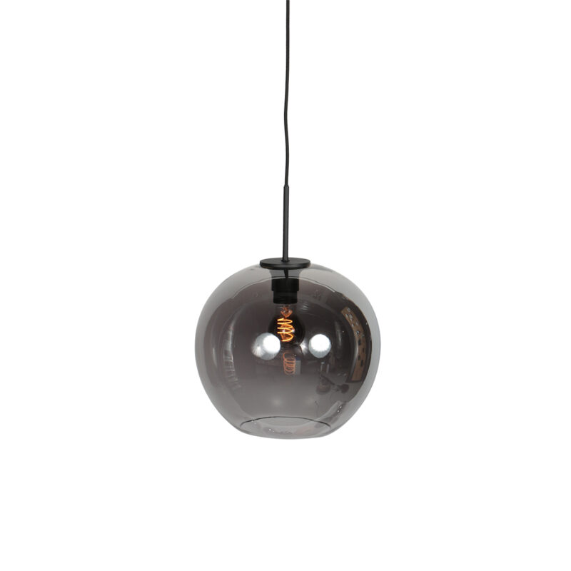 Lámpara colgante con bola negra de vidrio ahumado Mexlite HaloSwap - Ø 30 cm