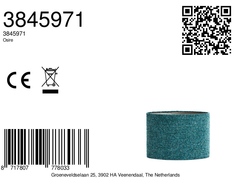 Pantalla de lámpara de tela turquesa en forma cilíndrica Light & Living Osire - Imagen 8