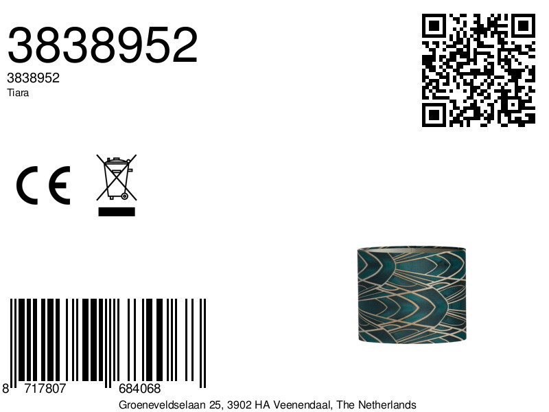 Pantalla de lámpara verde con estampado Light & Living Tiara - Imagen 9