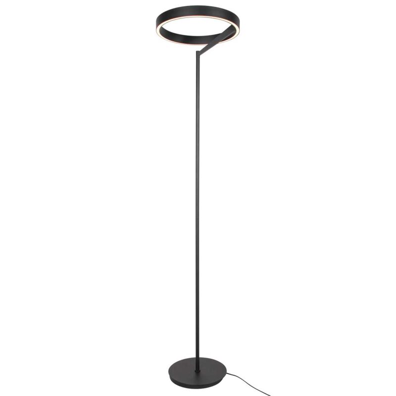 Lámpara de pie de diseño negra con anillo uplight Steinhauer Mykty - Imagen 9