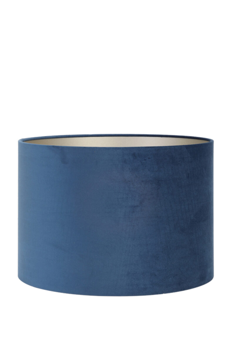 Pantalla de lámpara de terciopelo azul en forma cilíndrica Light & Living Velours - Ø 20 cm - Imagen 2