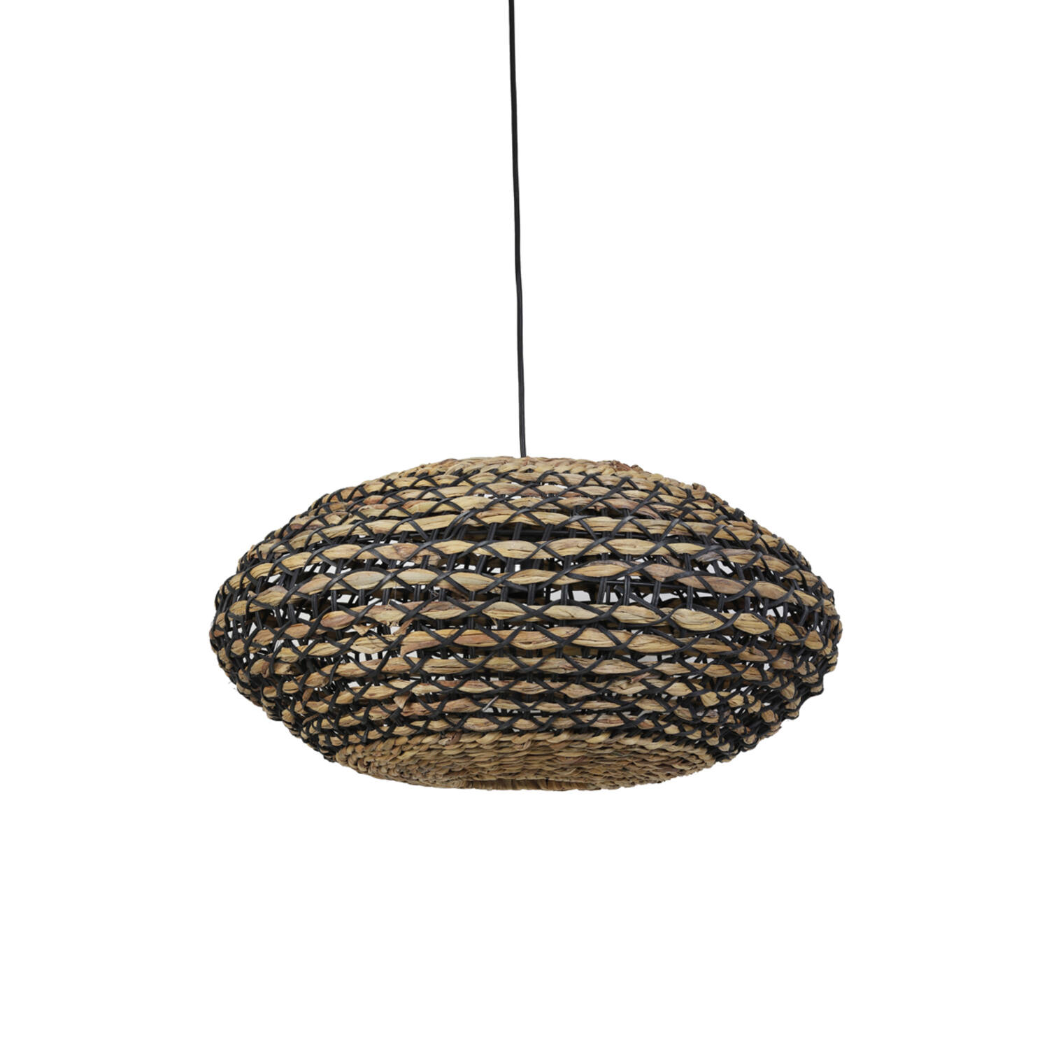 Lámpara colgante de mimbre negro trenzado Light & Living Tripoli - Ø 60 cm