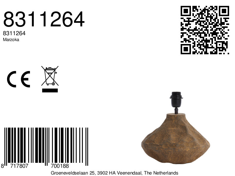 Lámpara de mesa rústica marrón Light & Living Marzoka – H. 29 cm - Imagen 8