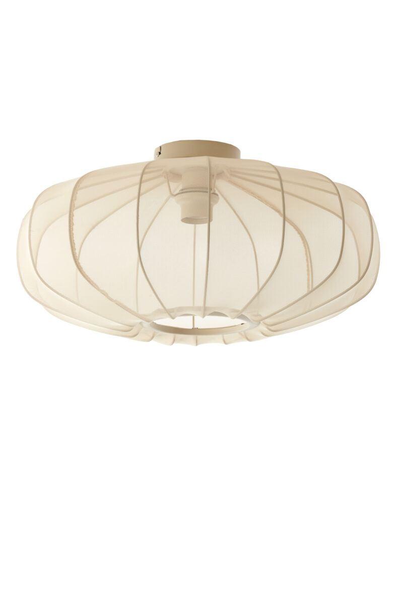 Lámpara de techo redonda de algodón beige Light & Living Plumalia – An. 50 cm - Imagen 2