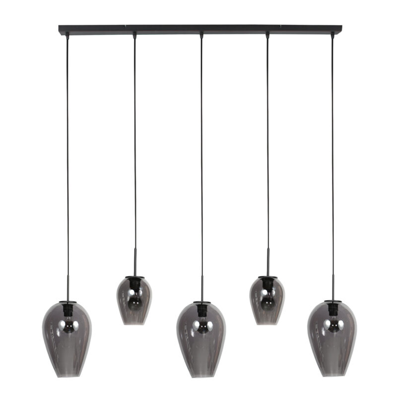 Lámpara colgante negra de 5 luces con cristales ahumados variados Mexlite HaloSwap - Imagen 2