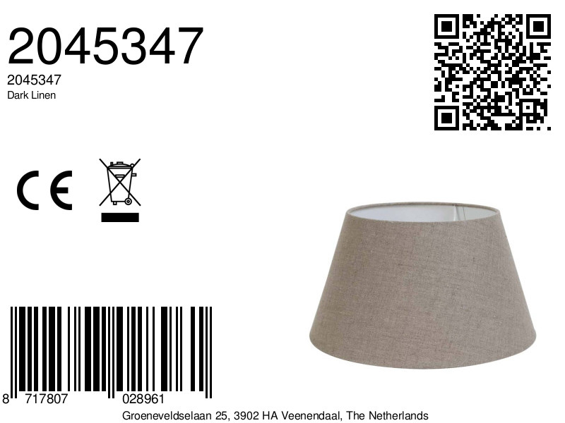 Pantalla de tela neutral beige Light & Living Dark Linen - Imagen 3