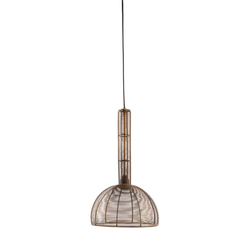 Lámpara de ratán marrón con estructura metálica Light & Living Tartu - Ø 28 cm