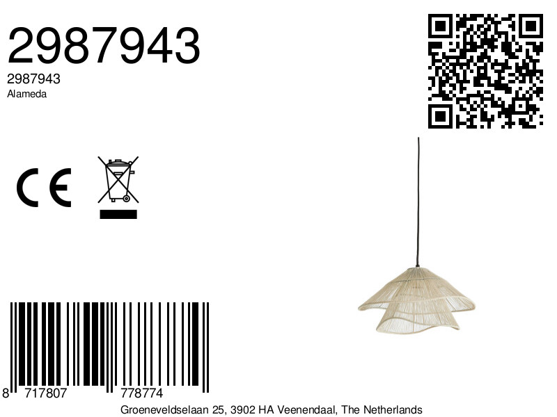 Lámpara ondulada de mimbre natural Light & Living Alameda - Imagen 6