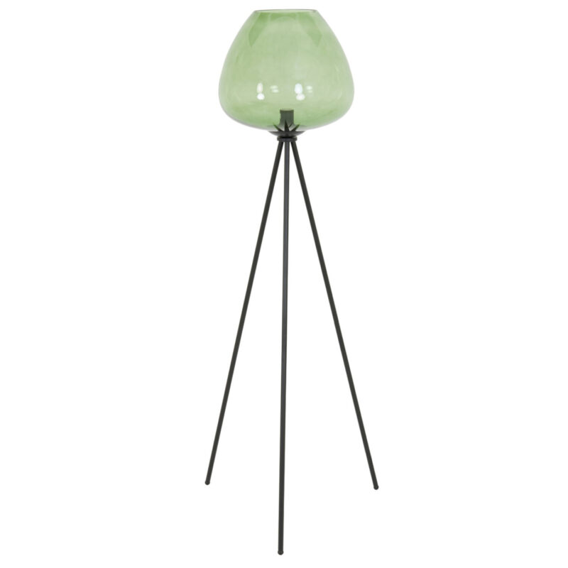 Lámpara de pie trípode negra con vidrio verde Light & Living Mayson – H. 146 cm
