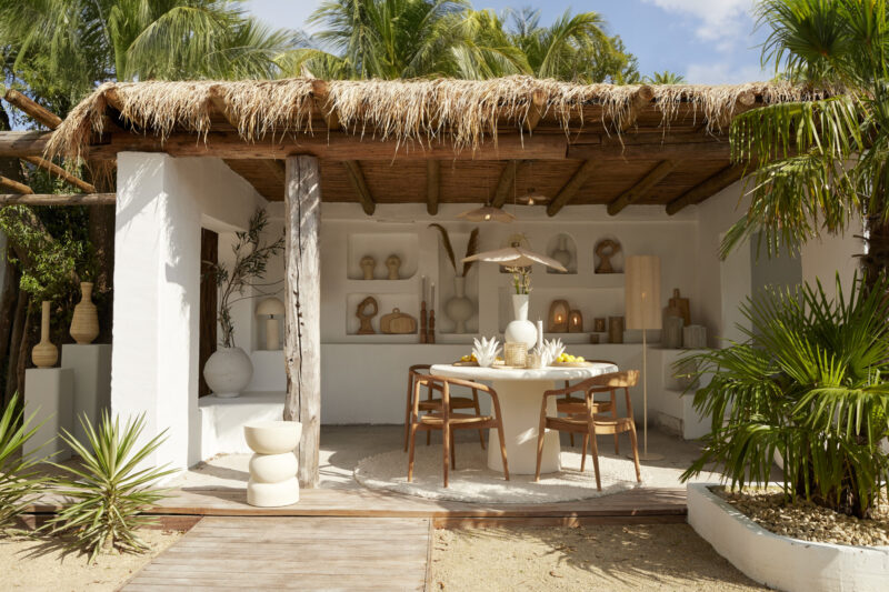 Lámpara de pie cilíndrica de tela beige estilo japandi Light & Living Fringe - H. 165 cm - Imagen 4
