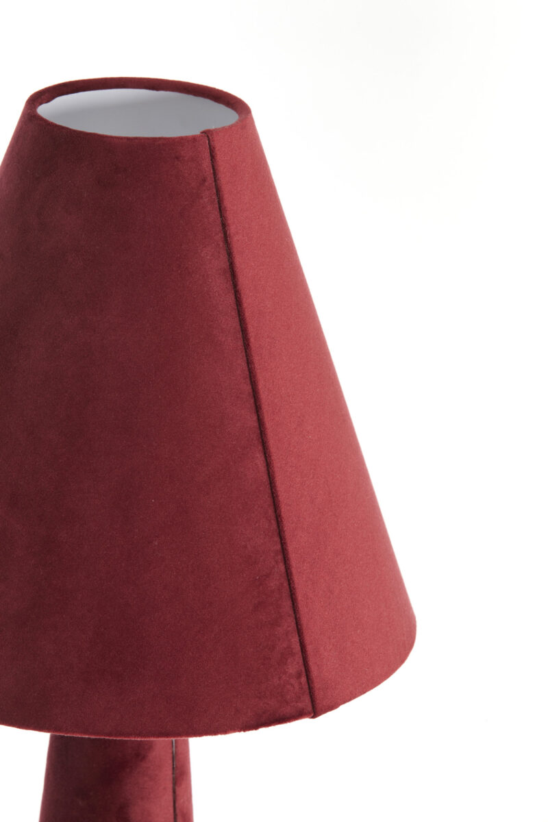 Lámpara de mesa roja de terciopelo estilo retro Light & Living Devia - H. 61 cm - Imagen 3