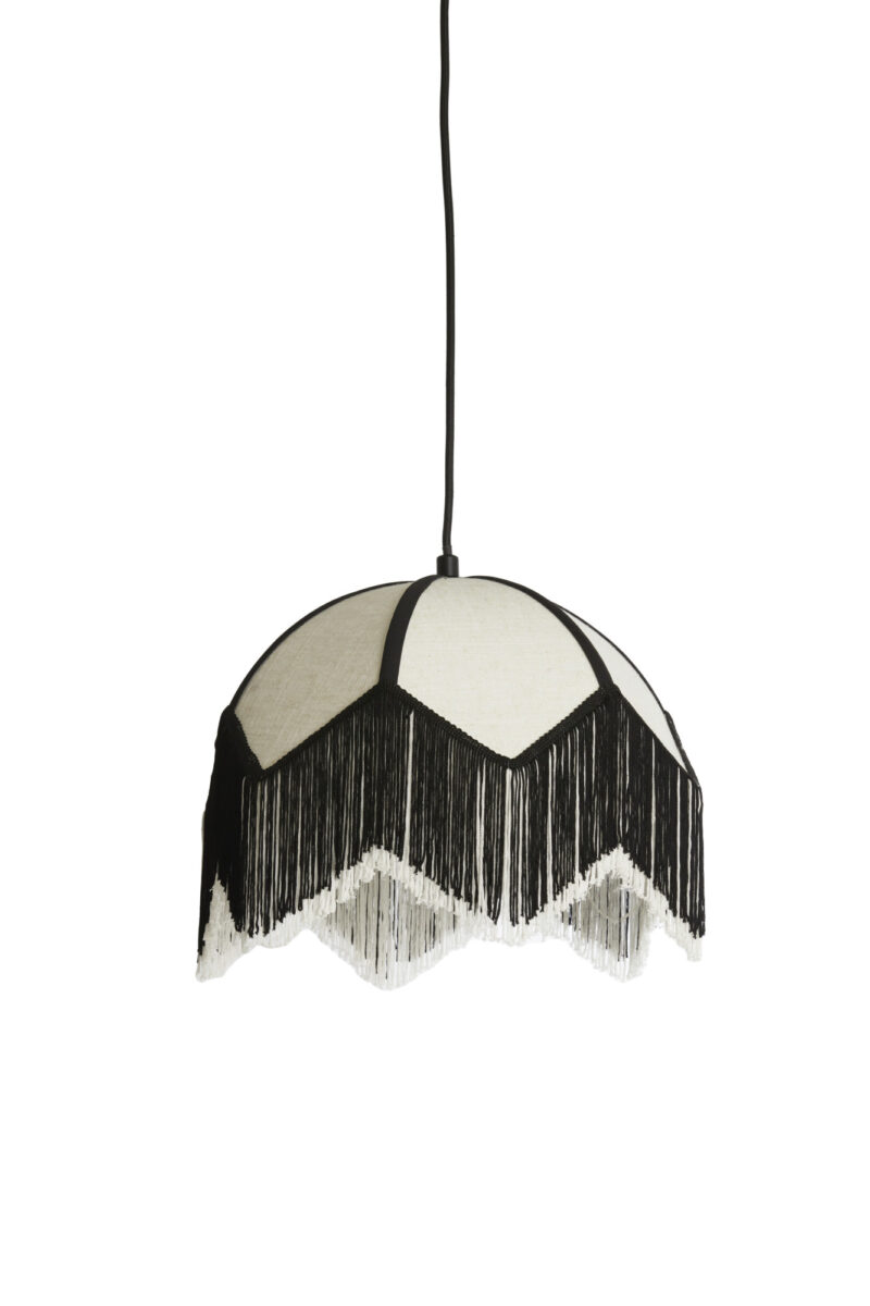 Suspensión decorativa blanca y negra con acabado en flecos Light & Living Sulina - Ø 35 cm - Imagen 2