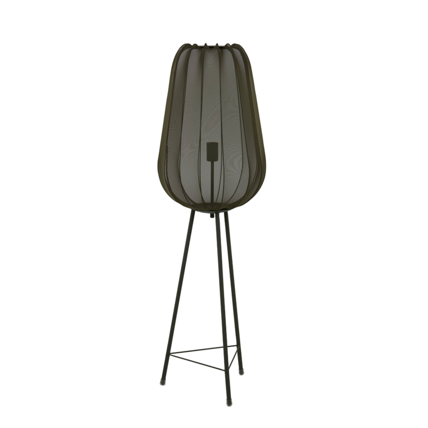 Lámpara de pie con pantalla de tela negra Light & Living Plumeria – H. 132 cm